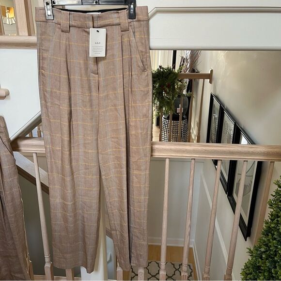 A.L.C. Fynn Plaid Straight-Leg Pants in Tawny Plaid 2 NWT - Picture 7 of 16
